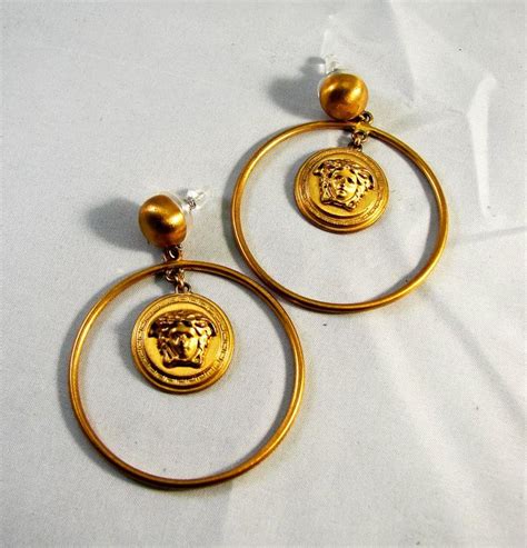 versace hoop earrings men|Versace medusa head earrings.